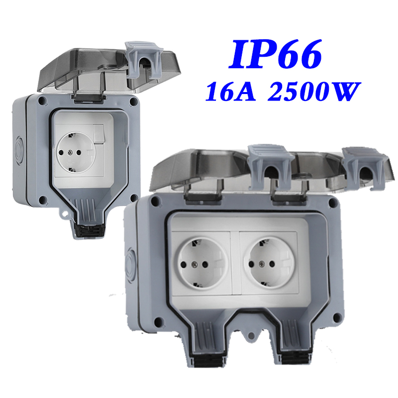 Outdoor Power Inlet Box - 16A EU KR Outdoor Wall Waterproof
