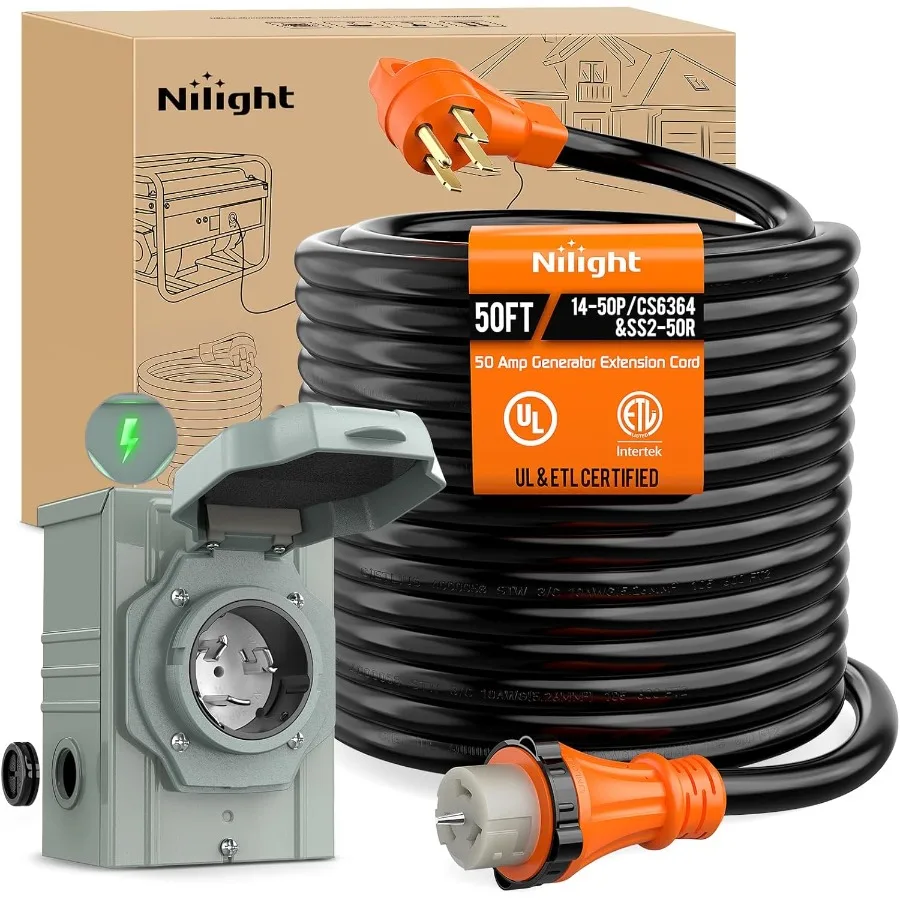 50A 50FT Heavy Duty Generator  - Outdoor Power Inlet Box ulasan dan harga