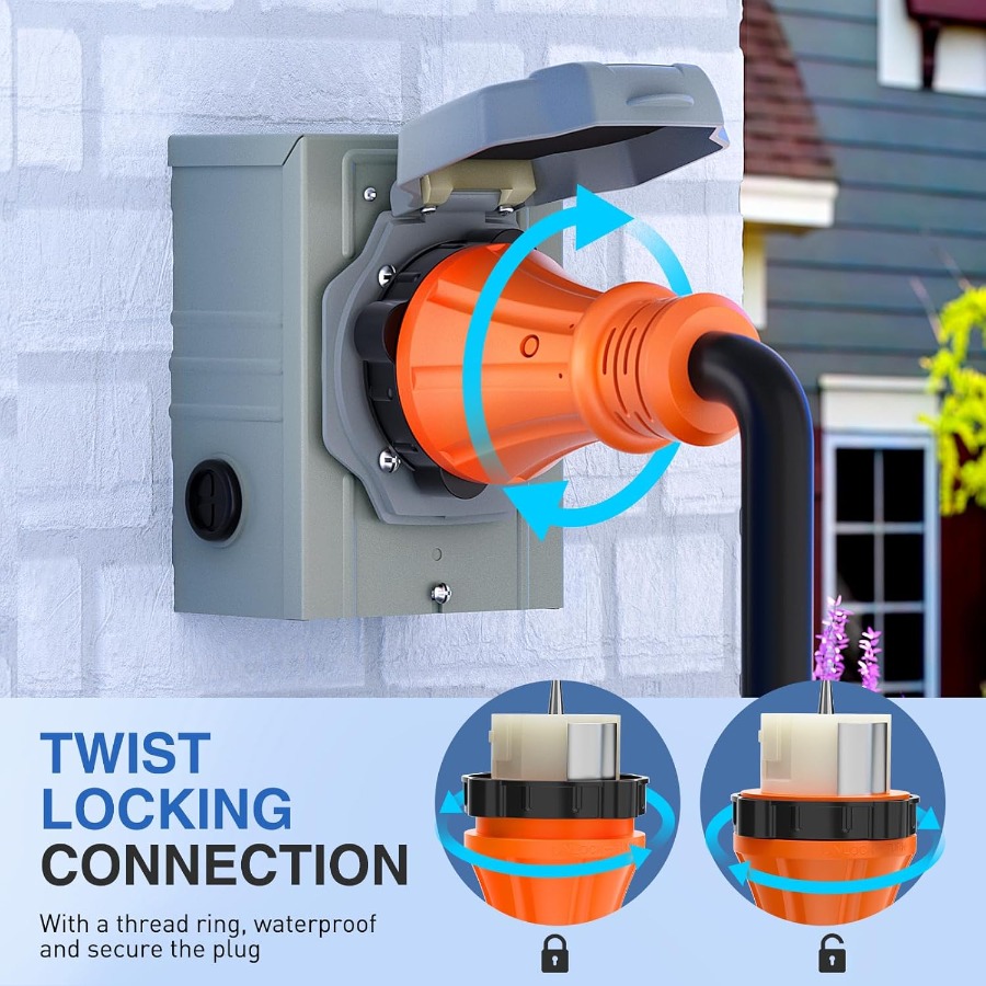 50A 50FT Heavy Duty Generator  - Outdoor Power Inlet Box ulasan dan harga
