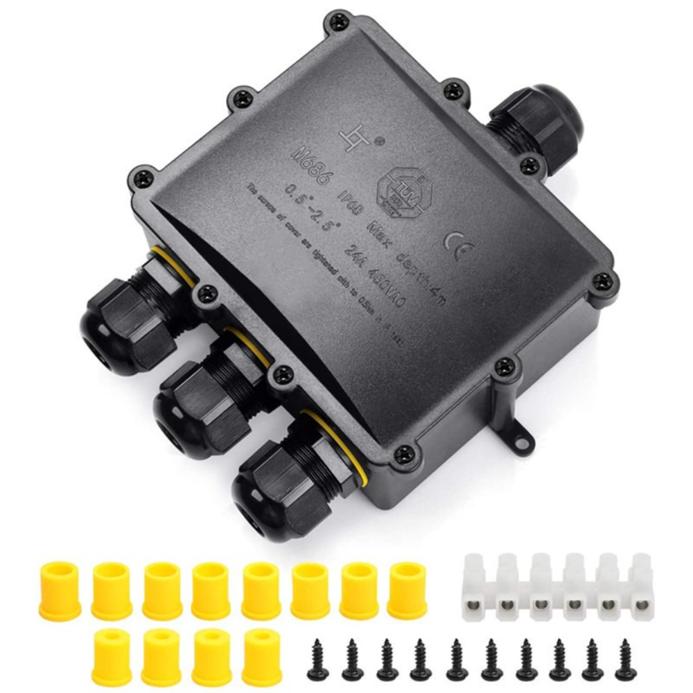 4Way 1In3Out IP68 Waterproof 4 - Outdoor Power Cable Junction Box ulasan dan harga