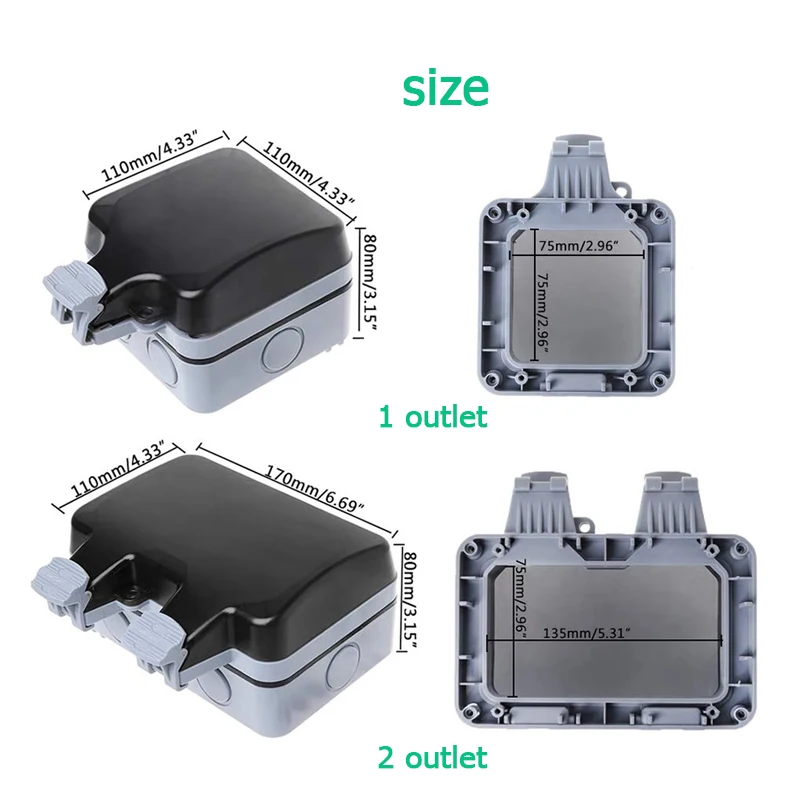 EU KR Outdoor Wall Waterproof  - Outdoor Power Inlet Box ulasan dan harga