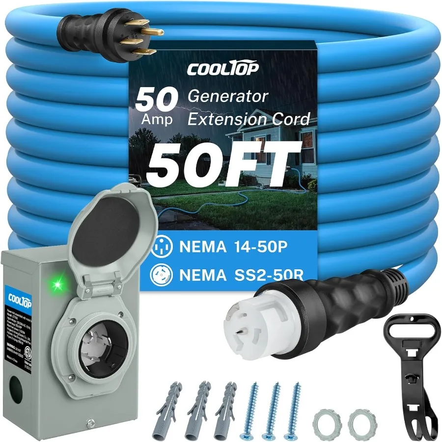 50 Amp Generator Cord and Powe - Outdoor Power Inlet Box ulasan dan harga