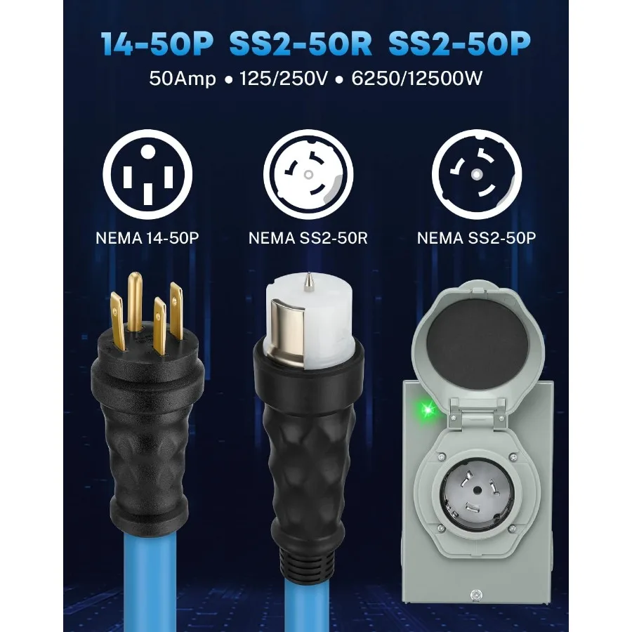 50 Amp Generator Cord and Powe - Outdoor Power Inlet Box ulasan dan harga
